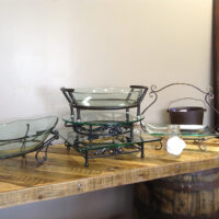 Various Large Clear w/ Rustic Base Serving Pieces