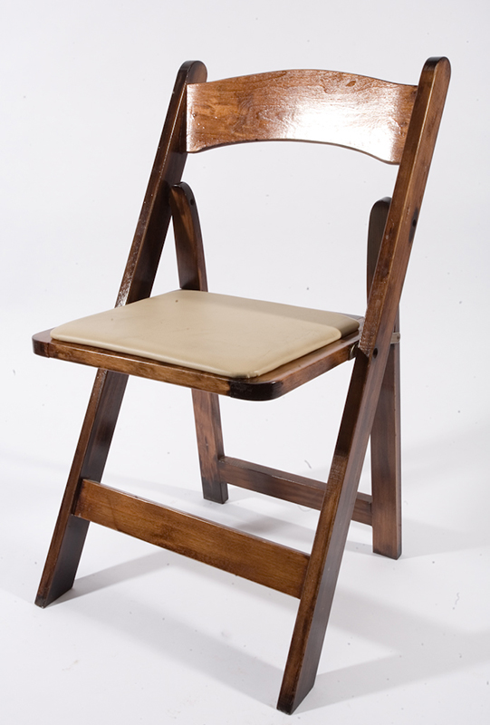 Fruitwood Chair w/ Tan Padded Seat - Party Time Rents