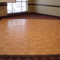 Indoor/Outdoor Parquet Style Dance Floor – (per sq foot) Requires a solid flat surface (no grass or gravel). Click for sizes & set up details