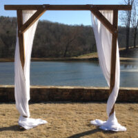 Wooden Rustic Arch w/ Drapes