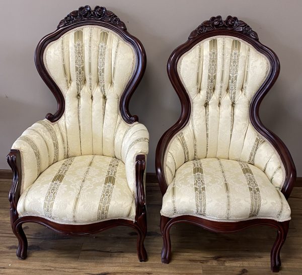Antique Bride & Groom Chair Set